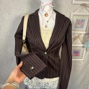 y2k striped fitted office siren blazer